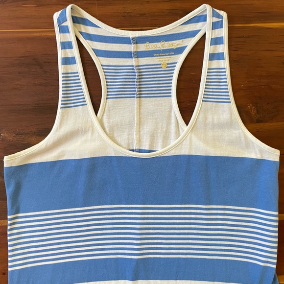 Lilly Pulitzer Melle Sleeveless Racerback Dress in Bay Blue Coconut Stripe - Picture 6 of 13